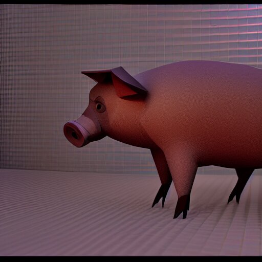 low poly pig render unreal engine 5, ray tracing, in an isometric view using a playstation 1 ps 1 aesthetics, asset, blank background 