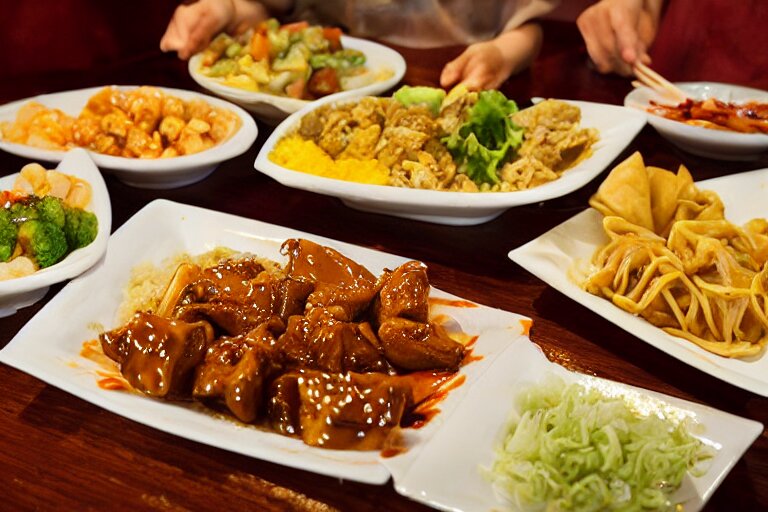 chinese food, photograph captured at asian buffet restauraunt. 