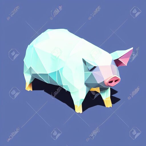 low poly pig in an isometric view using a playstation 1 ps 1 aesthetics, asset, blank background 