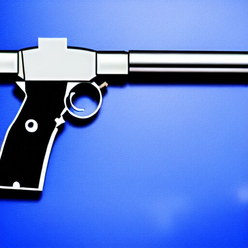 gun with a blue crown logo 