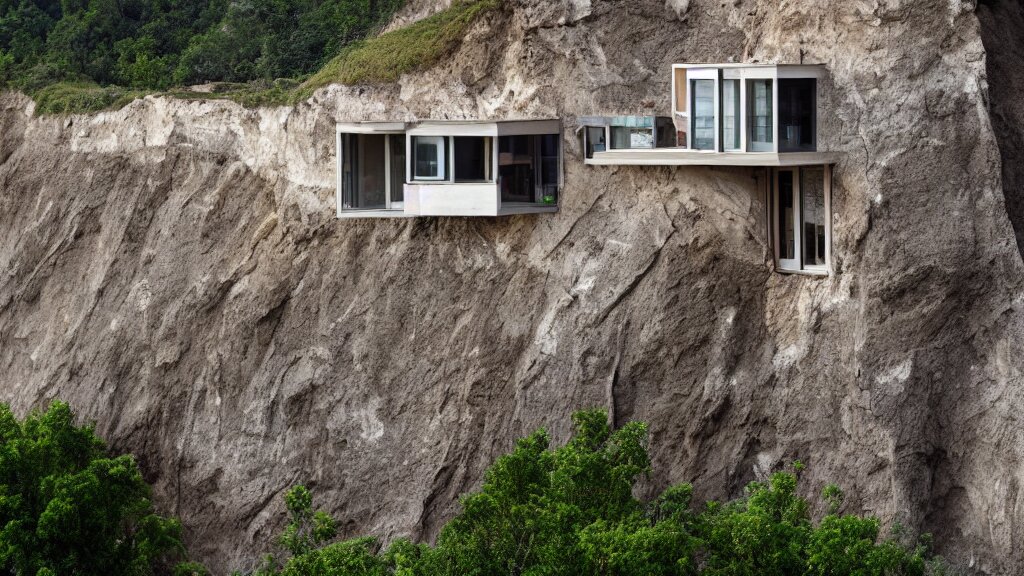 house built on the side of a cliff, award winning photo