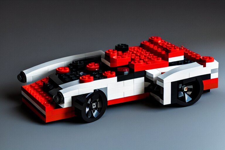 Porsche made out of Lego, octane render, studio light, 35mm,