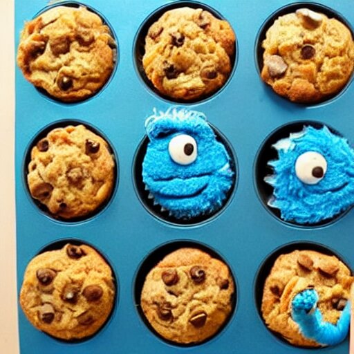 cookiemonster made of muffins