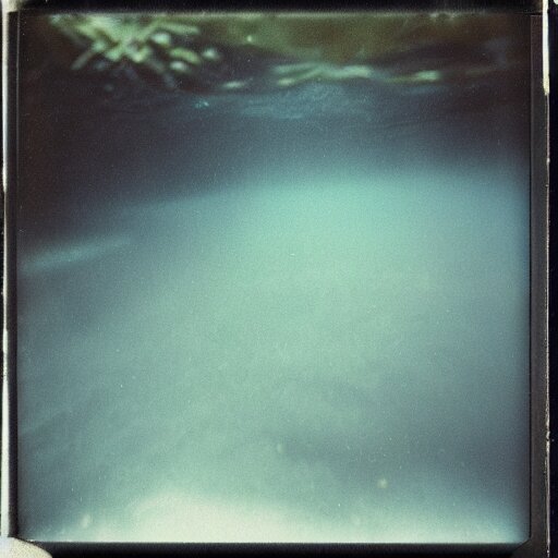 jerma 9 8 5, dark, murky water, underwater, old polaroid, expired film, 