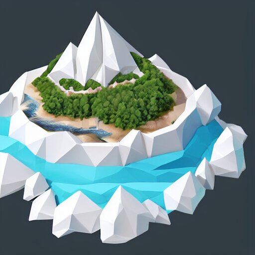 a floating island on an ocean isometric art, low poly art, game art, artstation, 3D render, high detail, cgsociety, unreal engine 5