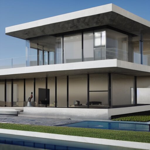 still photo of an architecture accurate modern mansion, highly detailed, photorealistic portrait, bright studio setting, studio lighting, crisp quality and light reflections, unreal engine 5 quality render 