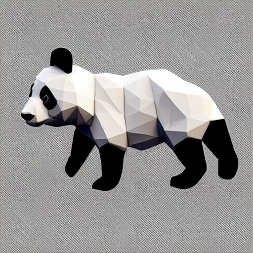  panda, low poly, isometric, 3D render, white background