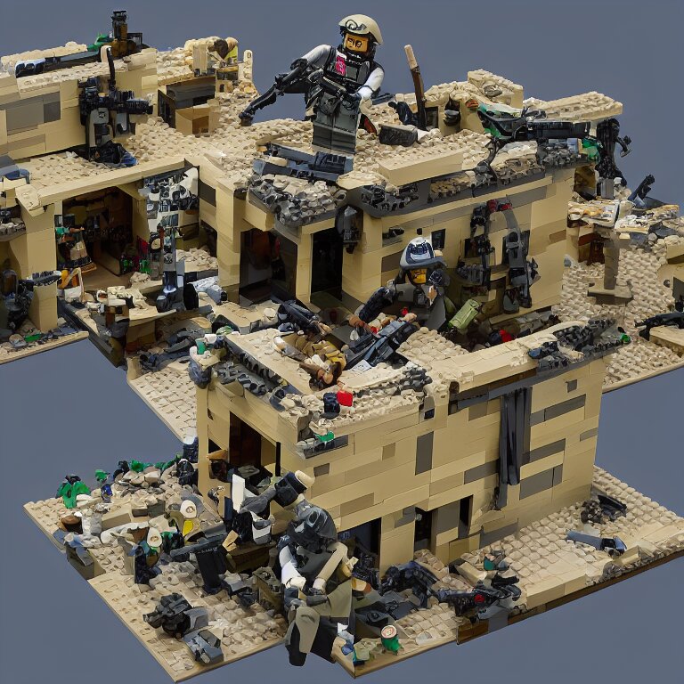 navy seals raid osama bin laden's final hideout in abbottabad, pakistan lego set product marketing, photorealistic, studio lighting, highly detailed 