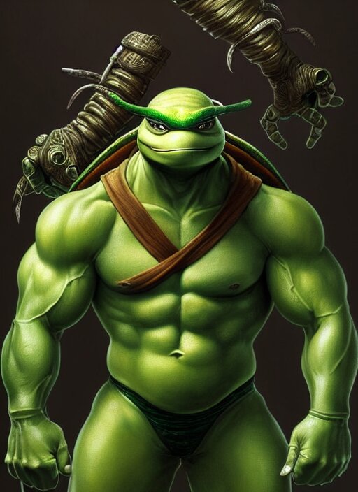 Lexica – Portrait of aggressive leonardo from teenage mutant ninja ...