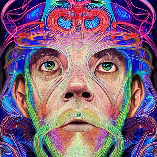 a digital painting of a man's face, digital art by android jones and amanda sage, behance contest winner, psychedelic art, biomorphic, rendering in intricate poster art, tarot card lovecraftian, outlined art 