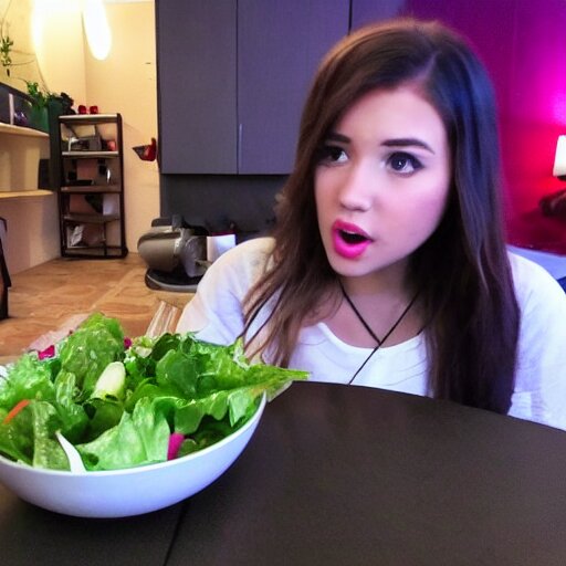 pokimane eating salad, livestream recording 