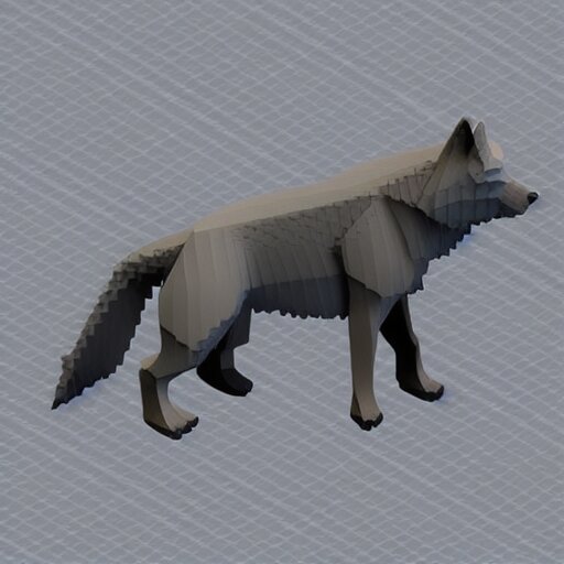 isometric 3 d render of a wolf 