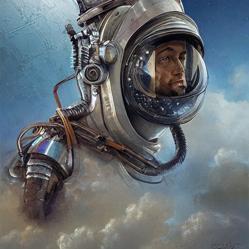 astronaut, carrying a horse on his shoulders, industrial sci - fi, by mandy jurgens, ernst haeckel, james jean 