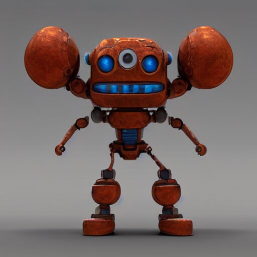 a cute rusty robot in breath of the wild, anime, 3 d render, octane 