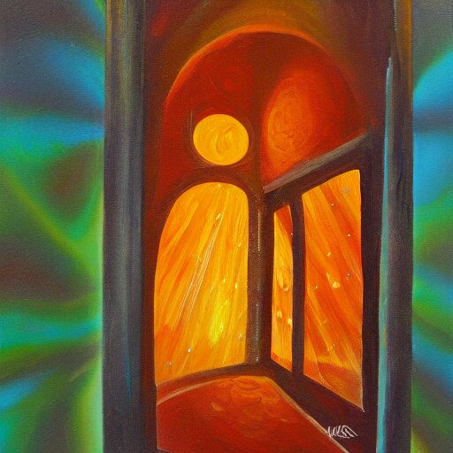 a doorway to another universe, oil painting 