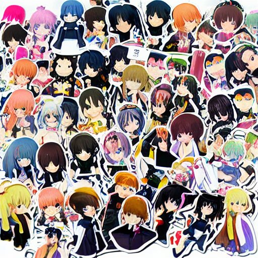 kawaii anime sticker, solo, 