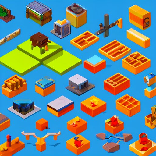 isometric 3 d game props pixel art, clean, artstation 