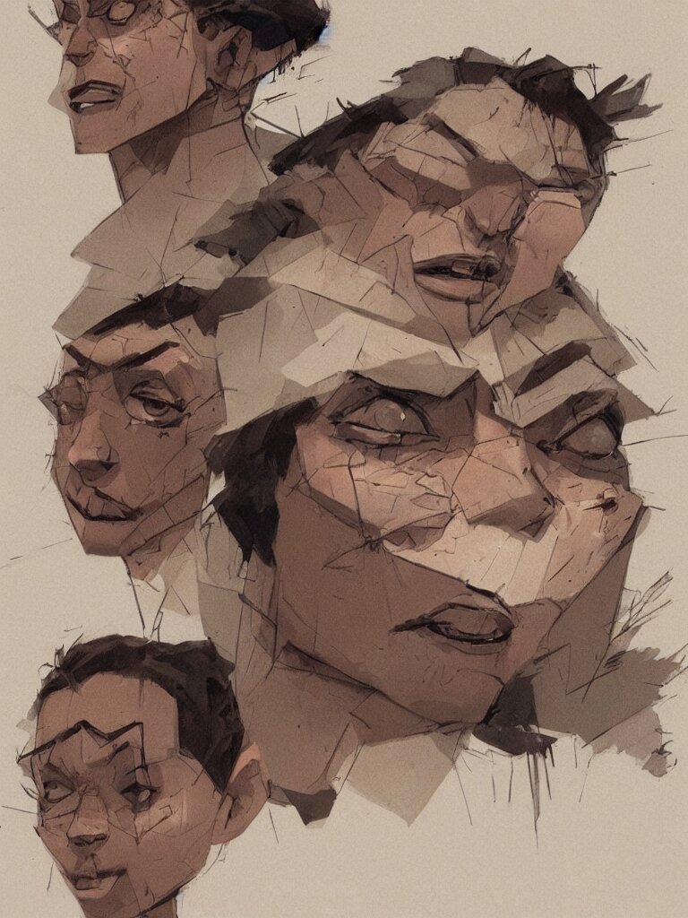 broken faces by disney concept artists, blunt borders, rule of thirds 