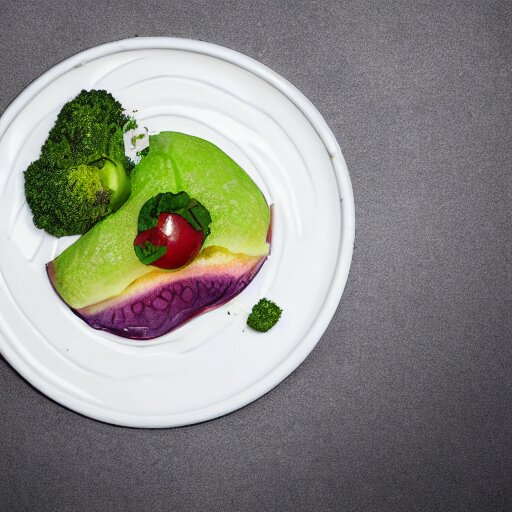 a plate with disgusting, but futuristic food, professional food photography