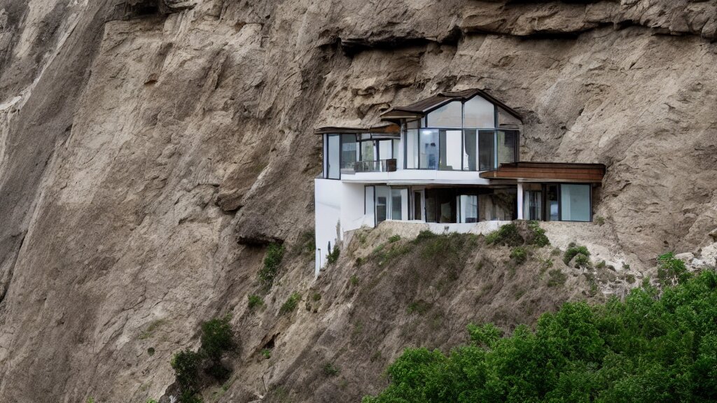 house built on the side of a cliff, award winning photo