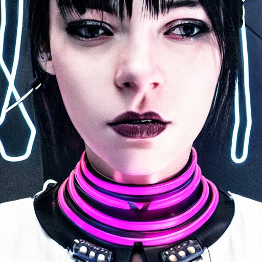 detailed realistic cyberpunk female character cyberpunk wearing large steel collar around neck, realistic, art, beautiful, 4K, collar, choker, collar around neck, punk, artstation, detailed, female, woman, choker, cyberpunk, neon, punk, collar, choker, collar around neck, thick collar, choker around neck, wearing choker, wearing collar, bright neon punk hair,