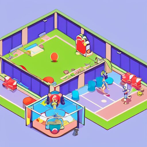 a chubby cute pokemon gym room, 3 d illustration, isometric, 1 0 0 mm, studio lighting 