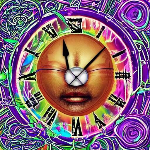 trippy face album cover clocks 