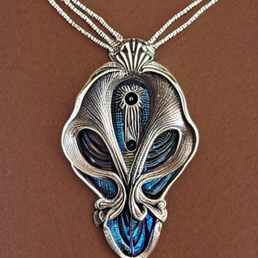 simple artnouveau necklace motiv natur in the style of h. r. giger and rene lalique 