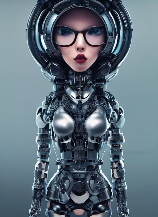 wide - angle shot of cybertronic armored girl, cables and tubes, depth of field, zeiss lens, detailed, symmetrical, centered, fashion photoshoot, by nicoletta ceccoli, mark ryden, lostfish, earl nore, hyung tae, frank frazetta, breathtaking, 8 k resolution, extremely detailed, beautiful, establishing shot, artistic, hyperrealistic, octane render 