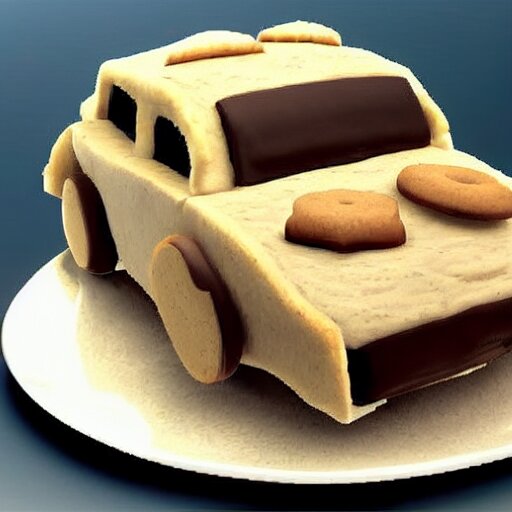 realistic car made of cookies 