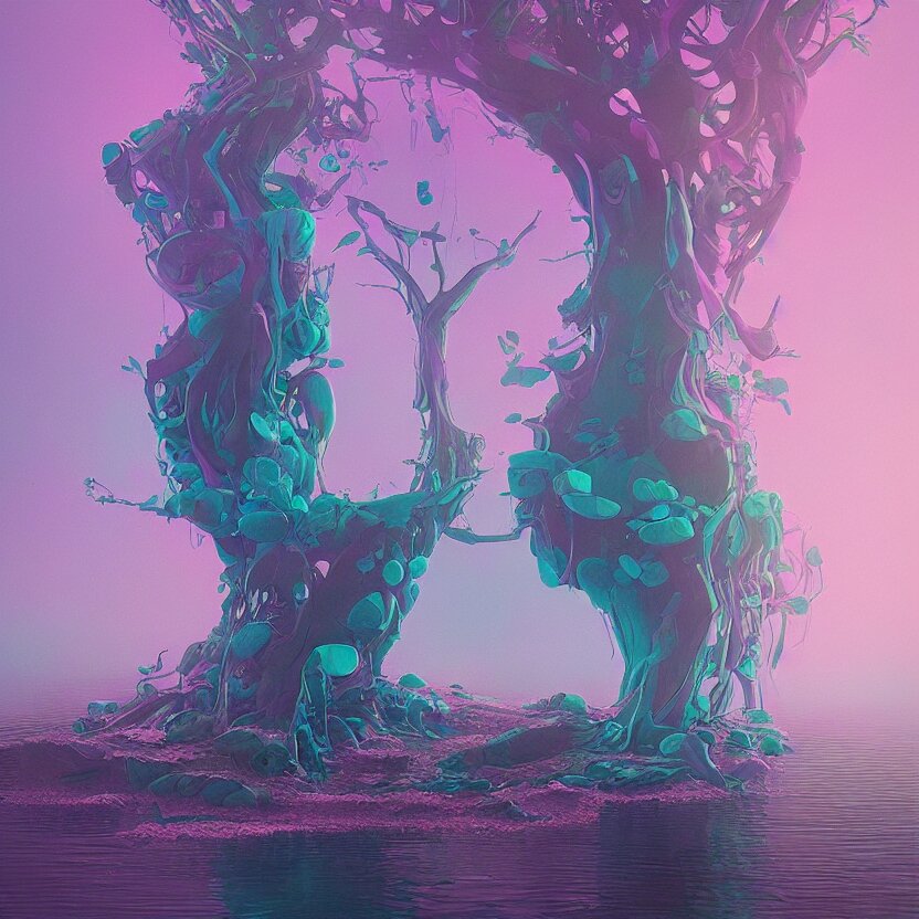 tranquil queen submerging wisdom in the ecosystem acrylic painting  by Beeple and CGSociety