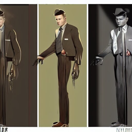 perfect composition, subdued color palette, award-winning concept art, detailed digital painting, airbrushed, low contrast: costume design for young Frank Sinatra as a poor dystopian dieselpunk 1950s bartender. Volumetric cinematic lighting, great attention to perfect anatomy, special attention to posing, great attention to realistic facial expression, faithful cinematic color scheme, perfectly coherent. In the style of: Greg Rutkowski, Syd Mead, Norman Rockwell, Edward Hopper, James Gilleard, Ilya Kuyshinov, WLOP, and Stanley Artgerm.