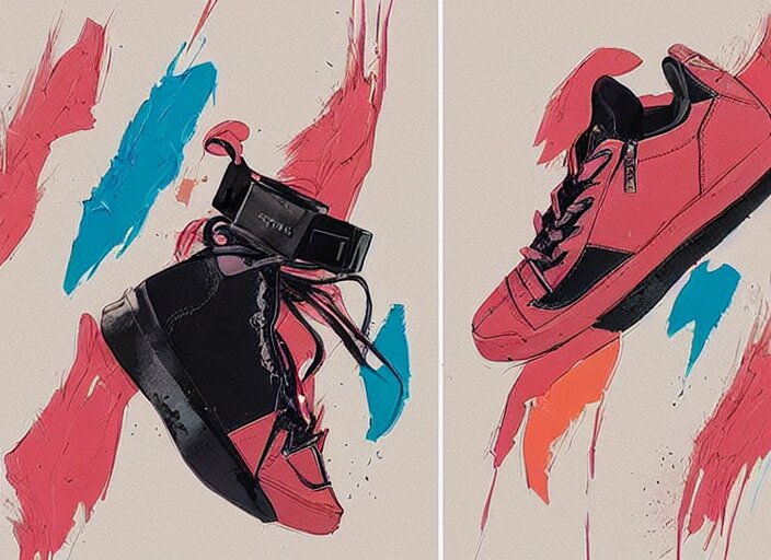 sneakers design, a fashion sneaker, retro, conrad roset, greg rutkowski, flume cover art 