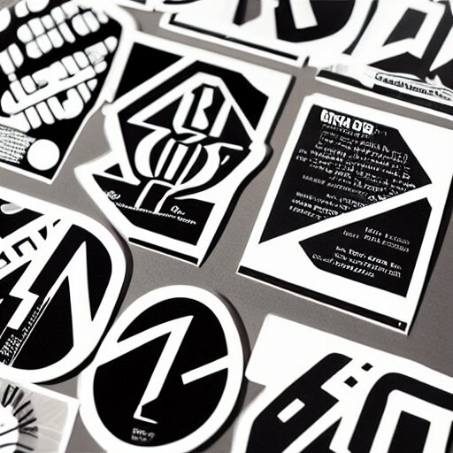 black on white graphic design stickers in style of david rudnick, eric hu, guccimaze, acid, y 2 k, 4 k sharpening, 