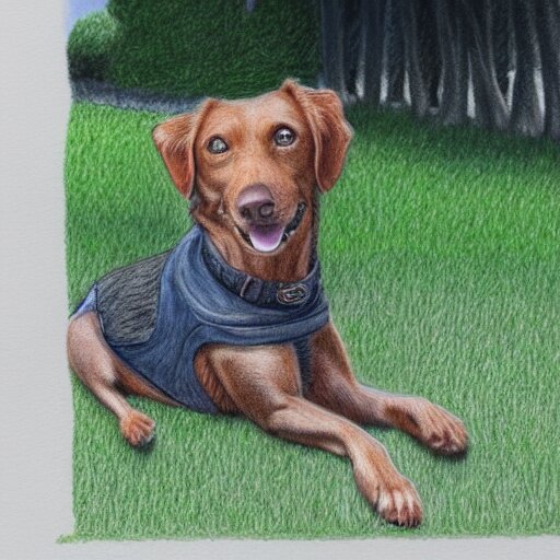  Colored pencil art on paper, Dog playing in park, highly detailed, artstation, MasterPiece, Award-Winning, Caran d'Ache Luminance