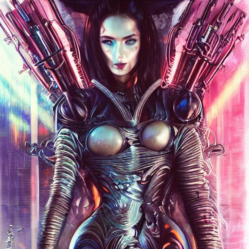 a full body beautiful woman wearing a cyberpunk outfit by karol bak, ayami kojima, artgerm, sakimichan, hr giger, blue eyes, weapons, electronics, high tech, concept art, fantasy 