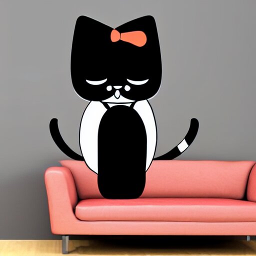 sticker of cute tuxedo cat 