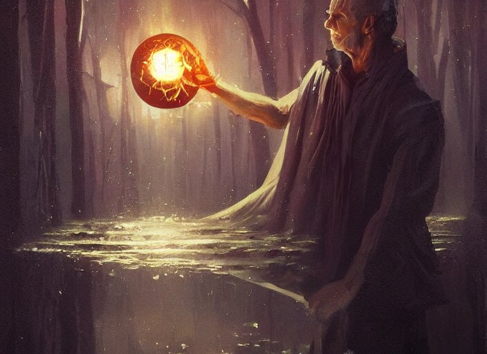 a dark sorcerer summoning his reflection out of a mirror, extremely detailed oil painting by greg rutkowski, anato finnstark, and brian chippy dugan, trending on artstation 