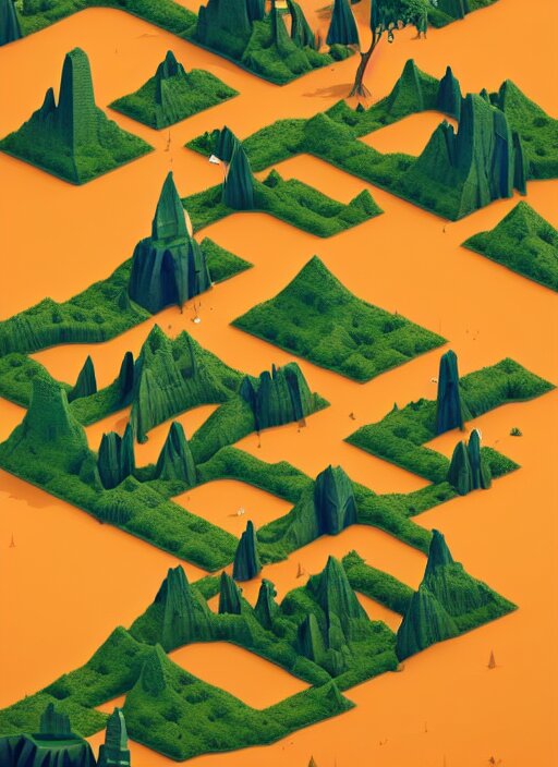 a low poly isometric render of madagascar with baobab trees in the style of monument valley, intricate, elegant, smooth shading, soft lighting, illustration, simple, solid shapes, by magali villeneuve, jeremy lipkin and michael garmash, rob rey and kentaro miura style, octane render, zaha hadid, midsommar 