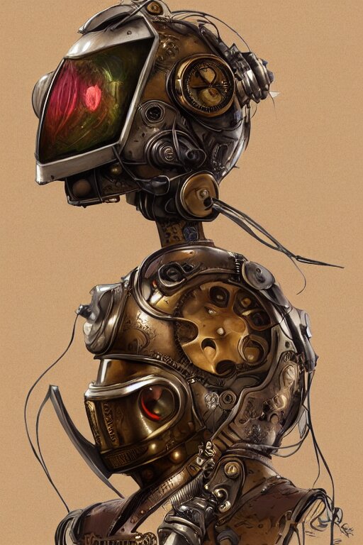 steampunk helmet fantasy art mask robot ninja stylized digital illustration sharp focus, elegant intricate digital painting artstation concept art global illumination ray tracing advanced technology chaykin howard and campionpascale and cooke darwyn and davis jack 