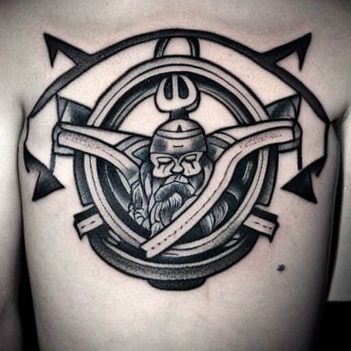 simple tattoo of a viking holding a shield by sailor jerry 