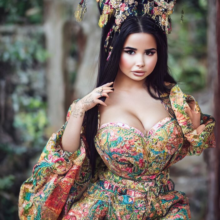 KREA - portrait of demi rose as biduan, by charlotte grimm, natural light,  detailed face, canon eos c 3 0 0, ƒ 1. 8, 3 5 mm, 8 k, medium - format  print, full body shot