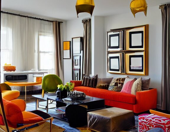 apartment designed by nate berkus, retro 7 0 s colors 