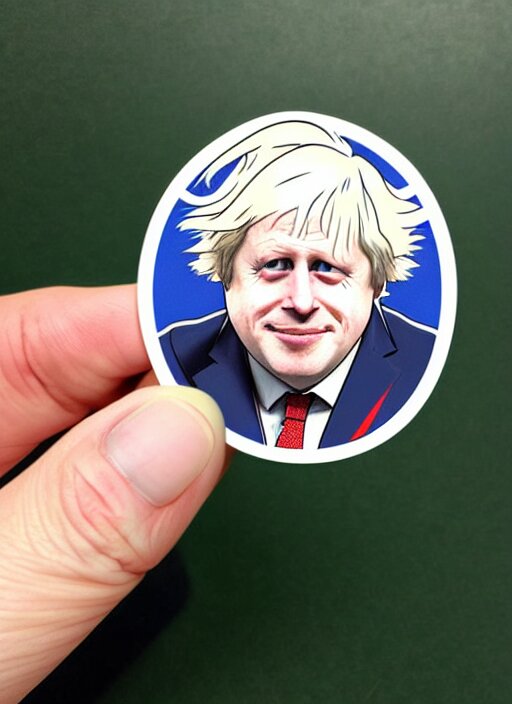 cute boris johnson sticker design, natural lighting, path traced, highly detailed, high quality, digital painting, by don bluth and ross tran and studio ghibli and alphonse mucha, artgerm 