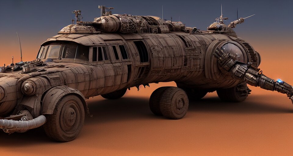 highly detailed cinematic scifi render of 3 d sculpt of fury road spaceship, guardians of the galaxy, star wars, maschinen krieger, raphael lecoste 