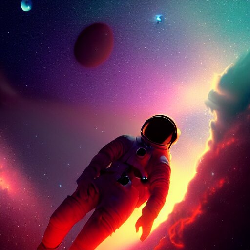 astronaut looking at a nebula , digital art , trending on artstation , hyperdetailed , matte painting , CGSociety