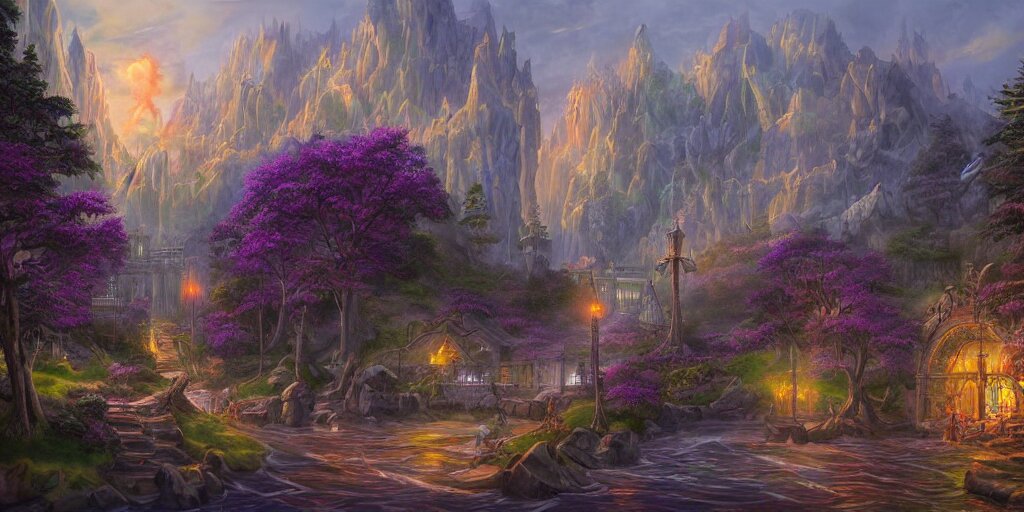 Fantasy digital painting of Portland Oregon. Fantasy art, MTG art, trending on Artstation, highly detailed