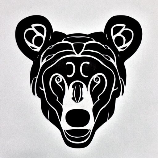 tattoo design, stencil, bear, fierce, 