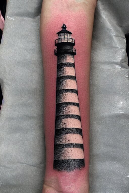 American traditional tattoo of a lighthouse