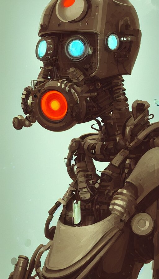 a dieselpunk robot, portrait, humanoid, sharp focus, james gilleard, cinematic, game art, extremely detailed digital painting 